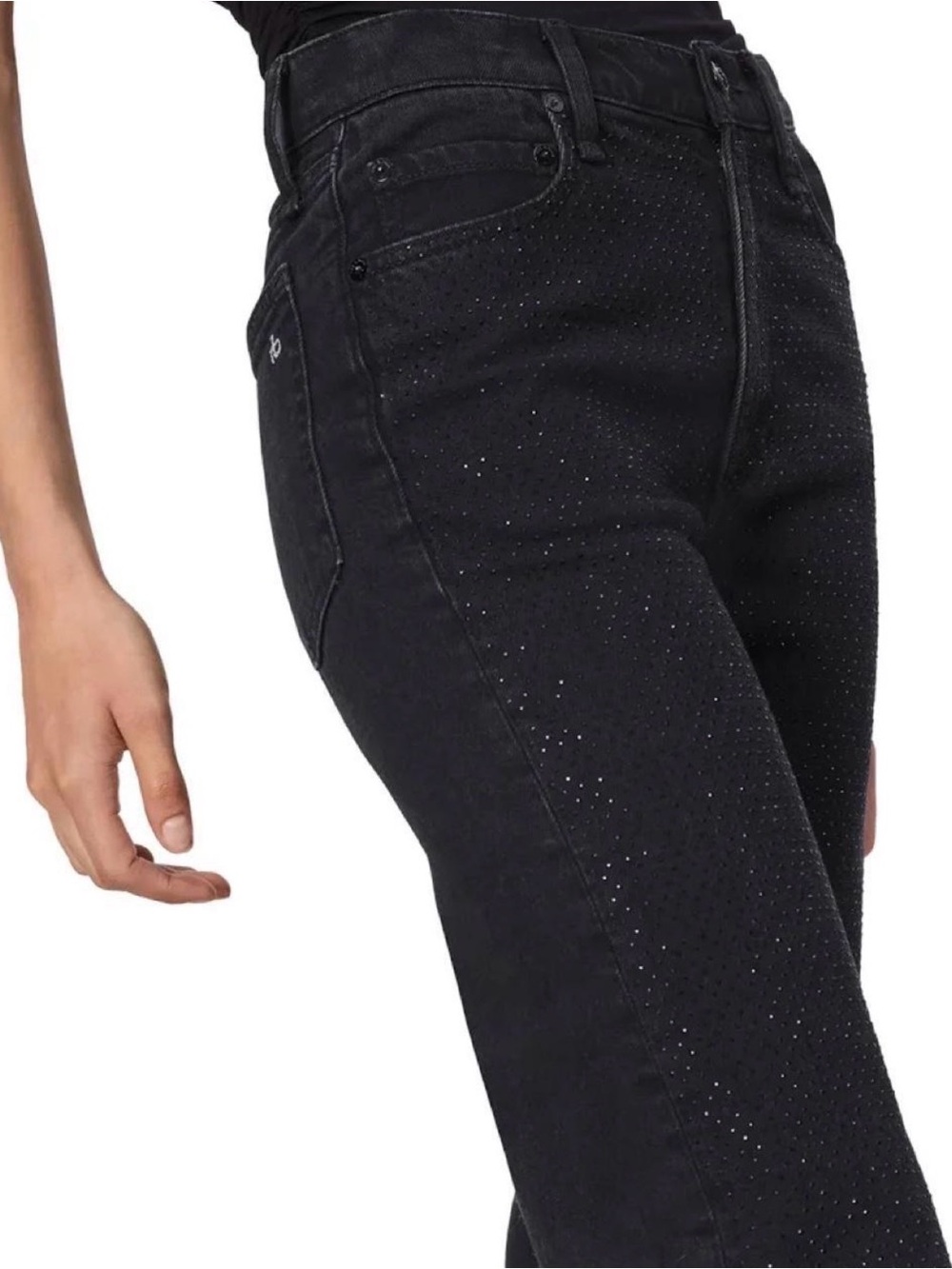 NWT Rag & Bone Harlow Mid-Rise Ankle Straight Jeans ‘Sirin w/ Jewels’ - Size 24